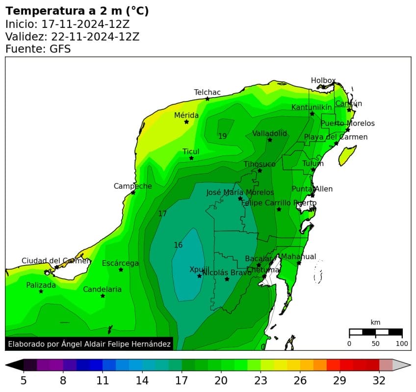 Frente frío 10 afectará a la península de Yucatán y descenderán las temperaturas