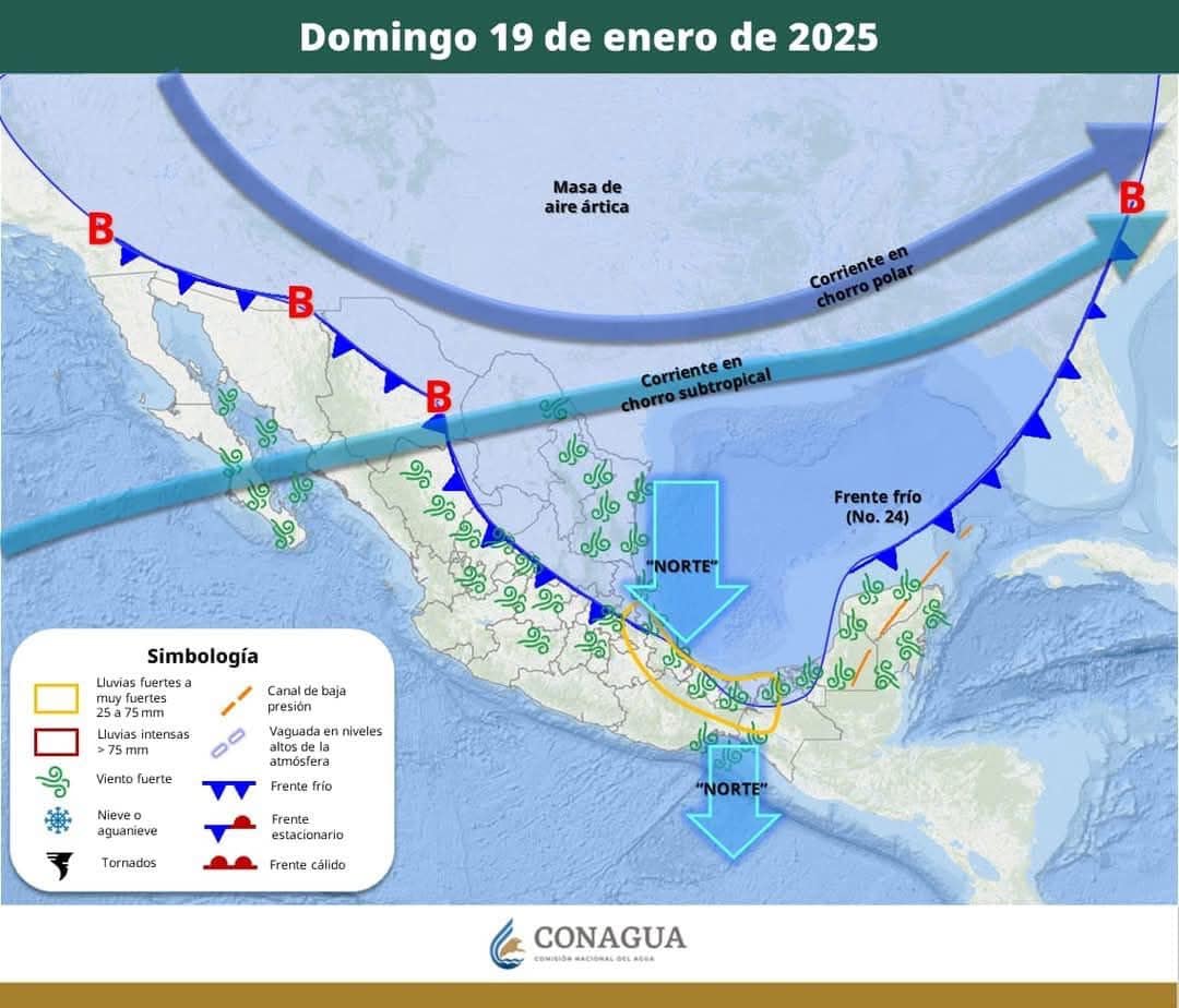 El frente frío 24 tendrá afectaciones en Yucatán y Quintana Roo