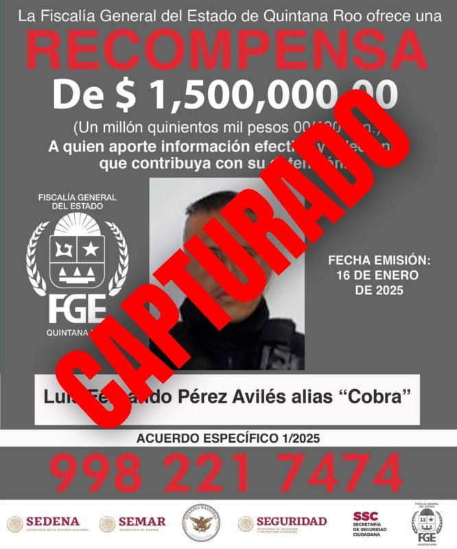 Detienen a “El Cobra” en Chetumal, pero nadie se llevará la recompensa