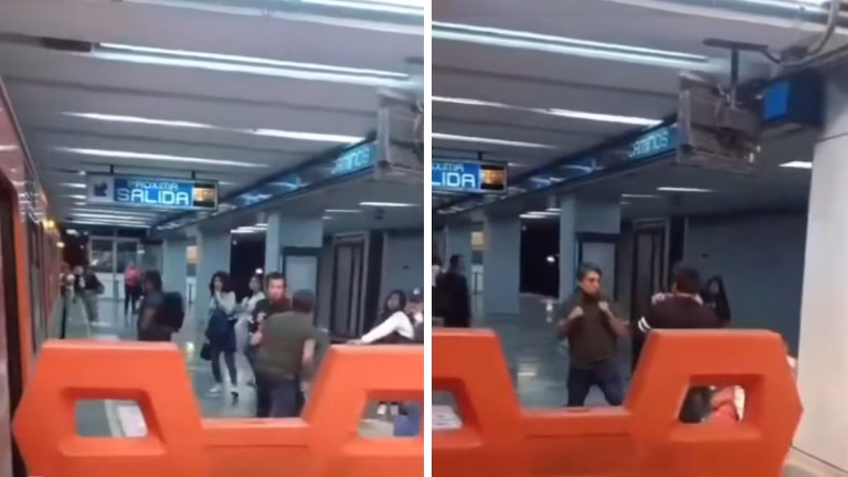 Pelea en el Metro CDMX: Captan altercado en Cuatro Caminos, Línea 2
