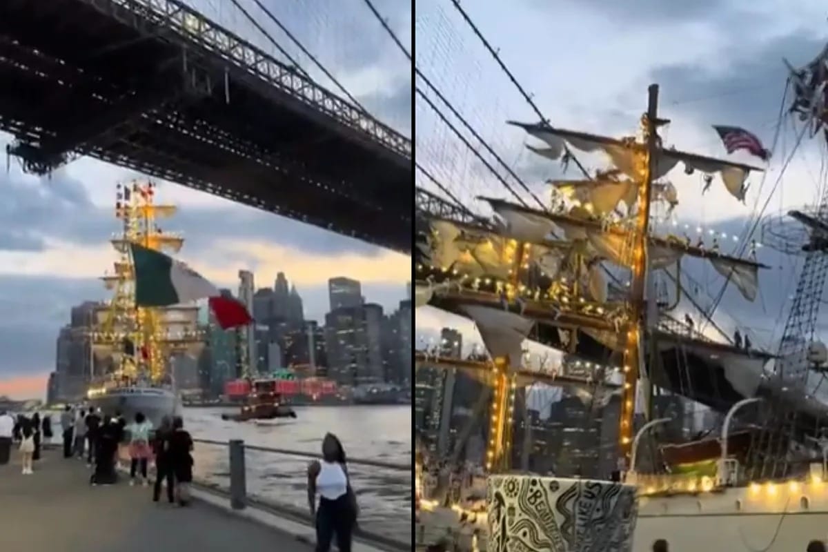 ¡Impactante! Velero Cuauhtémoc Choca Contra el Puente de Brooklyn en Nueva York; SEMAR Confirma Daños y Suspende Viaje