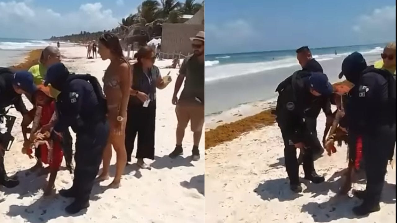 Suspenden a policías de Tulum por agredir a niño vendedor en la playa