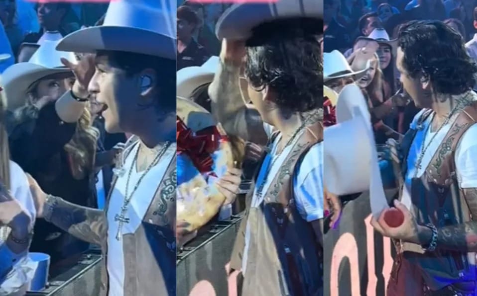 Nodal 'regaña' a fan por intentar quitarle su sombrero en concierto: viraliza gesto con otra seguidora