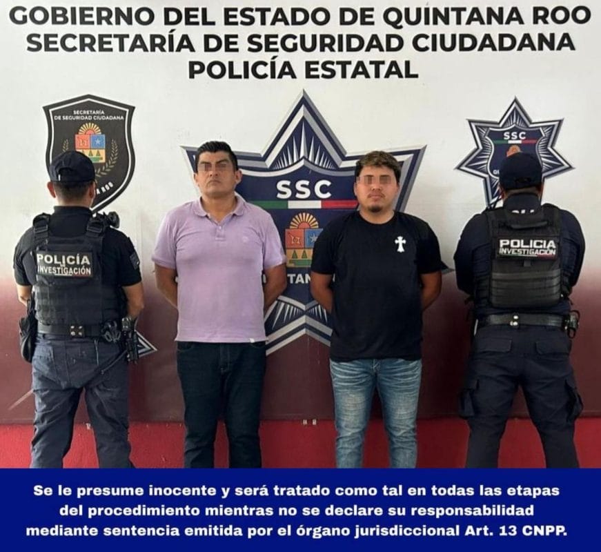 Detienen a dos hombres en Cancún por agredir a policías tras conducir imprudentemente