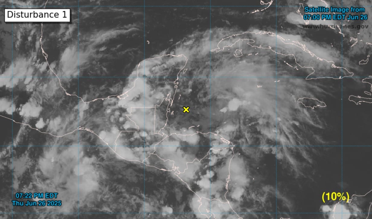 Nace primera baja presión con posibilidad ciclónica en la península de Yucatán
