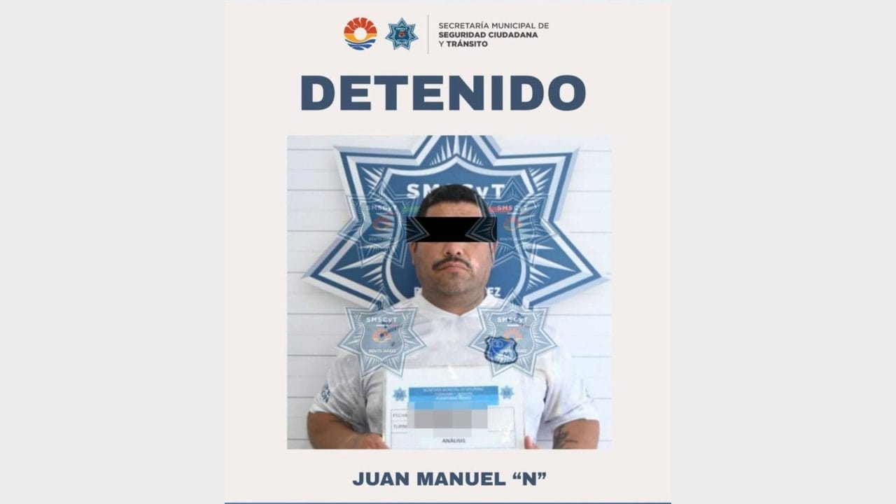 Detienen a policía municipal activo de Cancún por violencia familiar