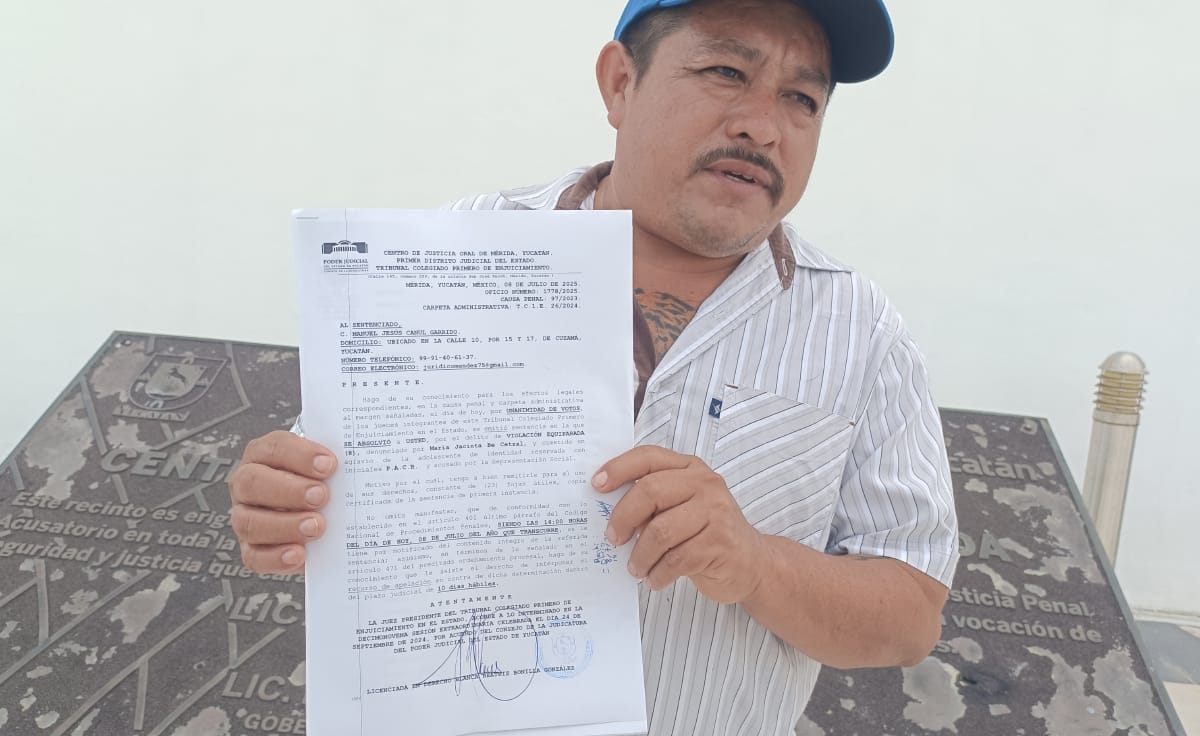 Hombre demuestra su inocencia y sale de prisión en Mérida