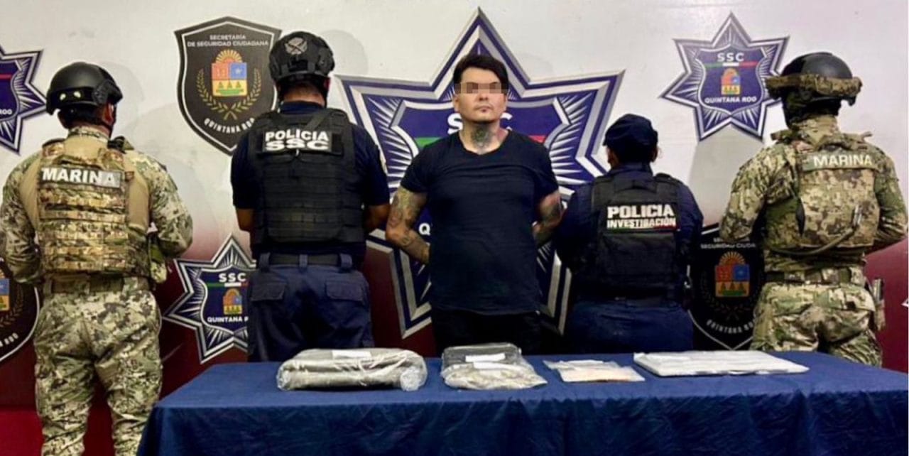 Detienen a narcomenudista en Cancún con dosis de mariguana, cristal y piedra