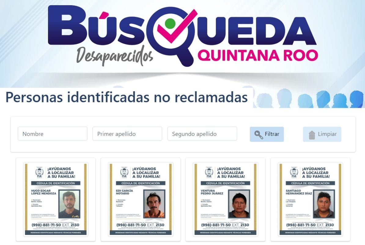 FGE de Quintana Roo lanza micrositio con fichas de personas desaparecidas FGE de Quintana Roo lanza micrositio con fichas de personas desaparecidas