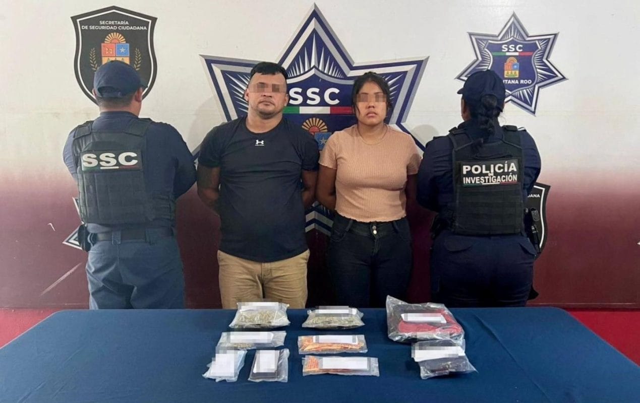 Detienen a pareja con mariguana y cristal en la zona hotelera de Cancún