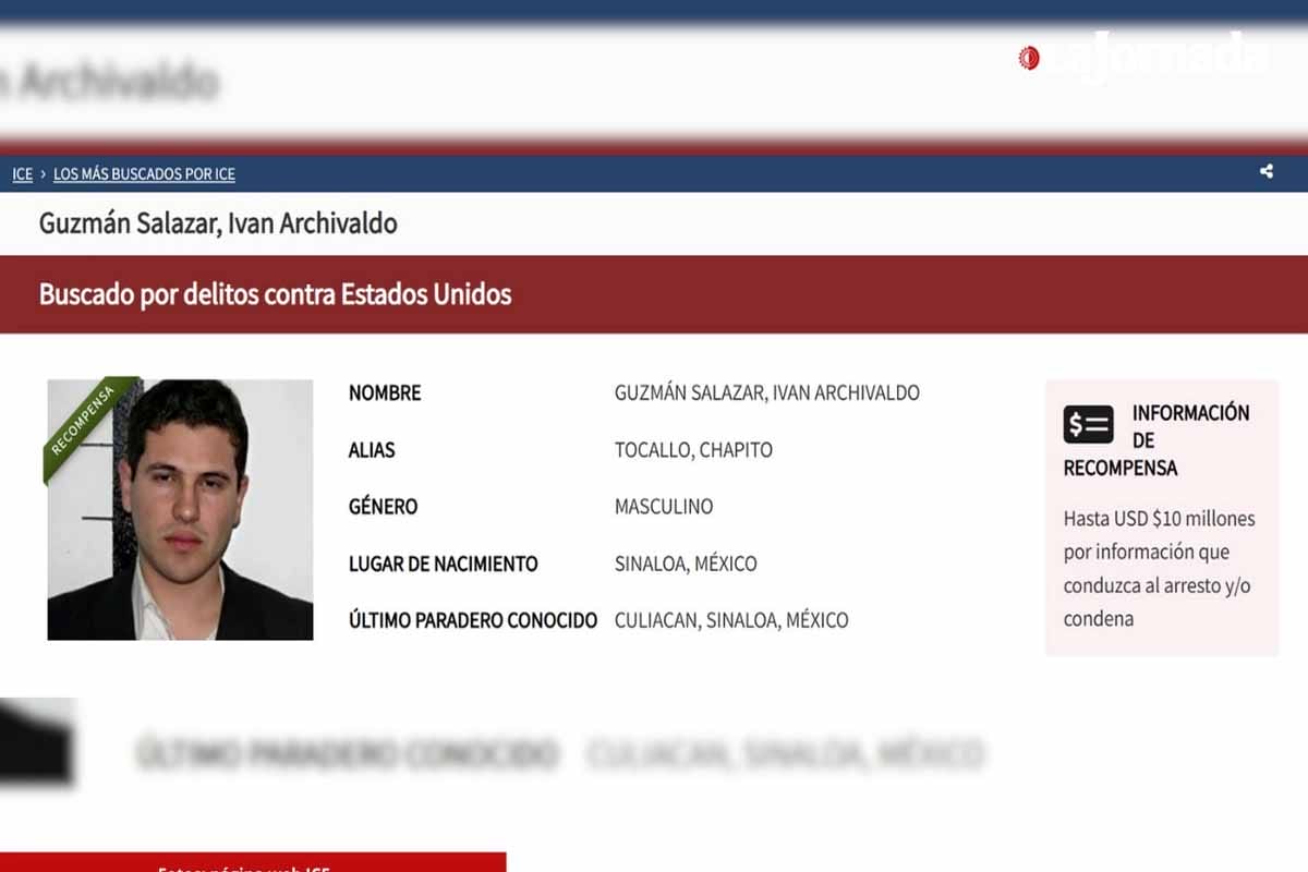 ICE ofrece 10 mdd por Iván Archivaldo Guzmán, hijo de El Chapo