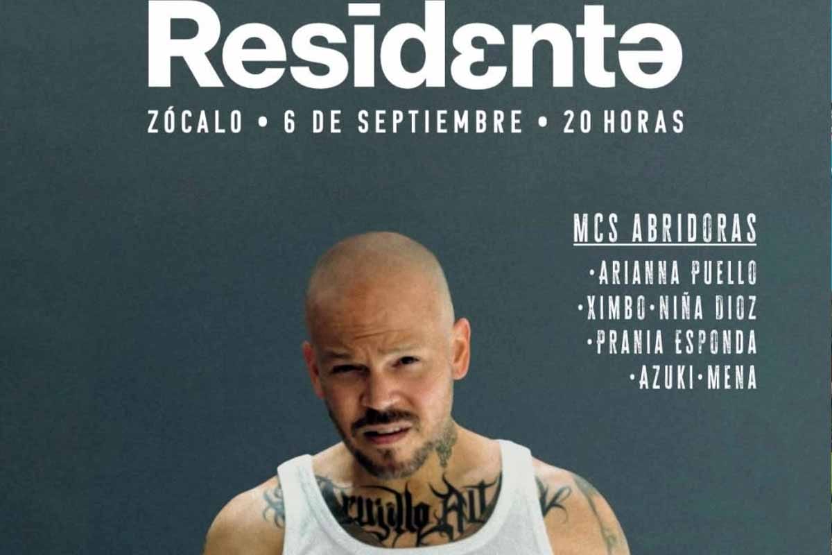 Residente dará concierto gratuito en el Zócalo de CDMX el 6 de septiembre Subtítulo SEO (150 caracteres): El rapero puertorriqueño Residente llegará al Zócalo de la Ciudad de México el 6 de septiemb
