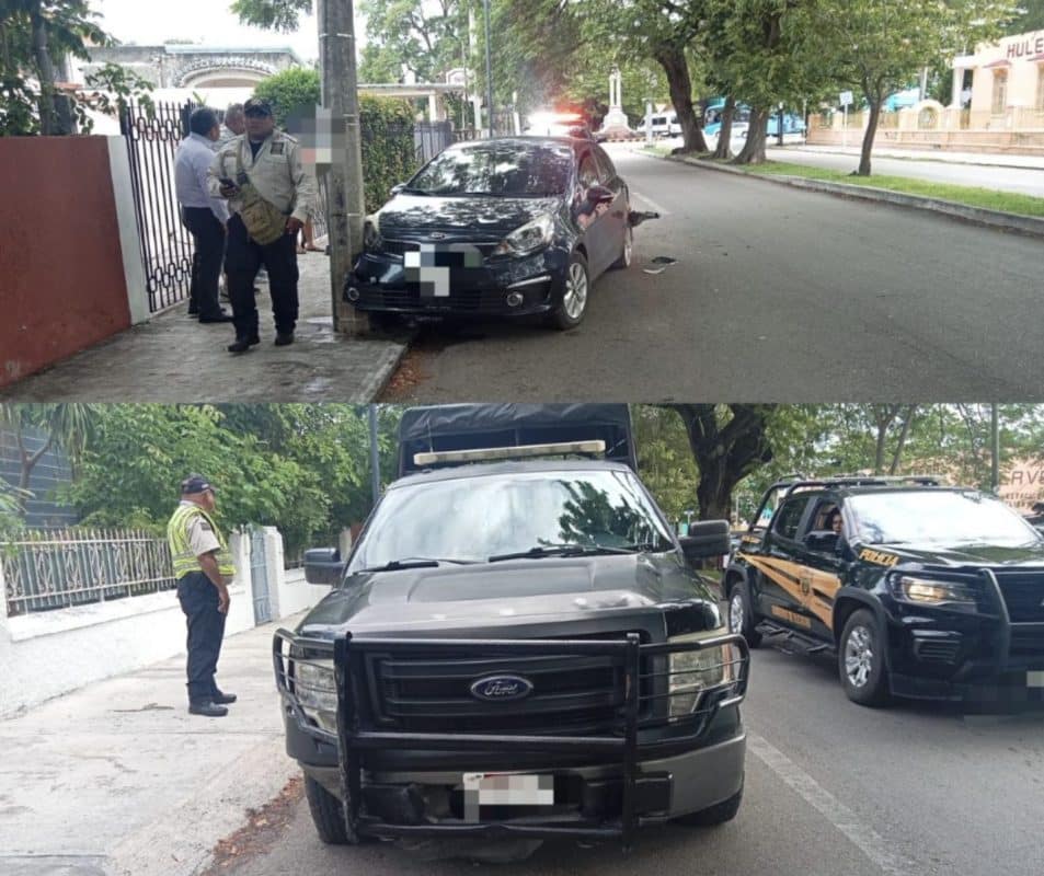 Dormita policía y choca contra auto estacionado en Mérida Dormita policía y choca contra auto estacionado en Mérida