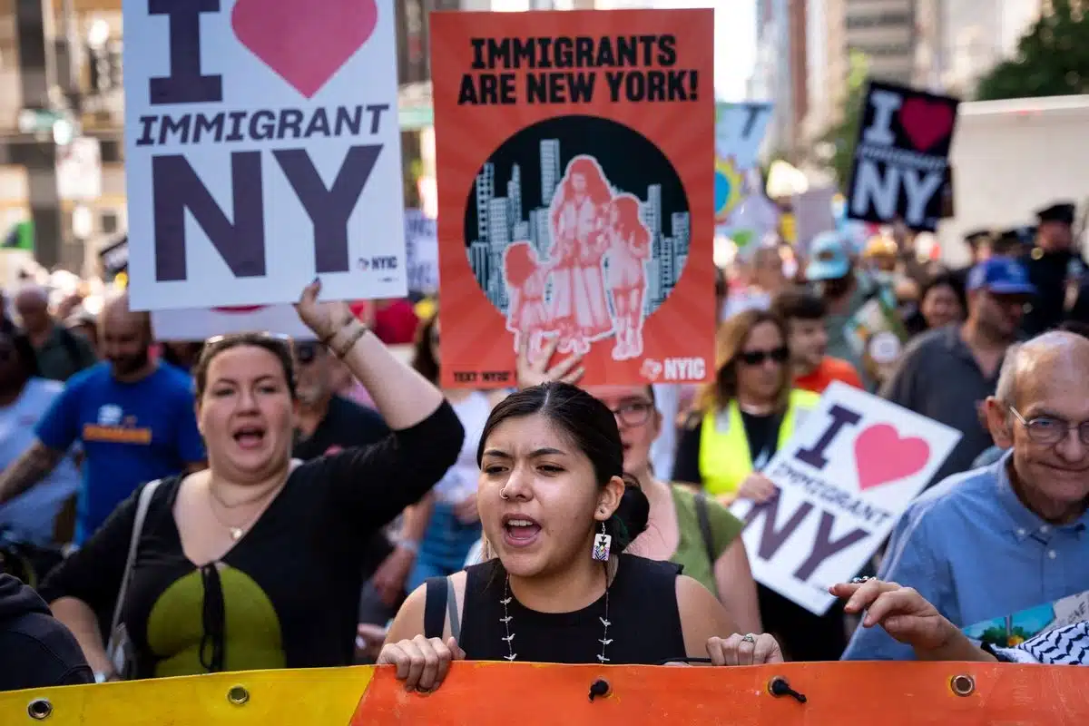 Protestas en Nueva York contra la represión migratoria de Trump y en apoyo a un alto el fuego en Gaza