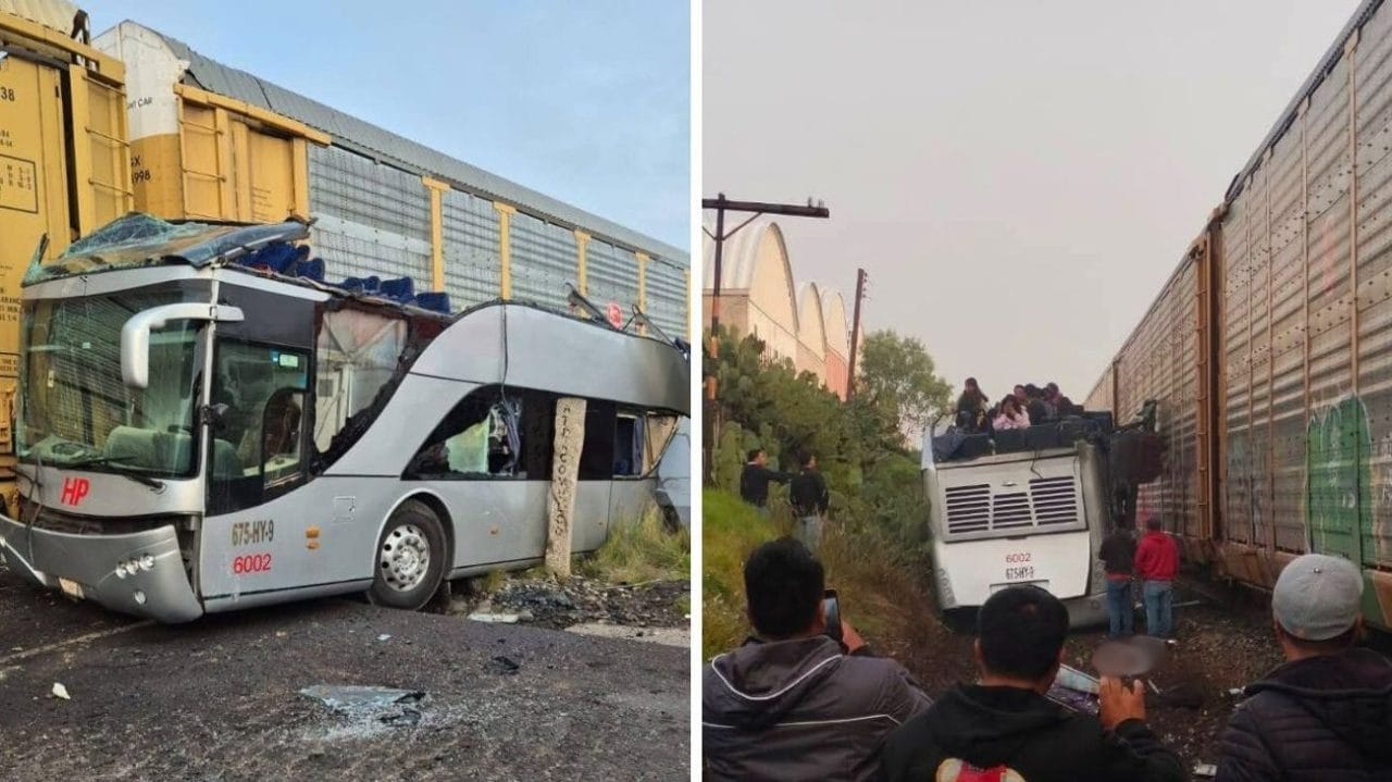Tren embiste autobús en Atlacomulco: 8 muertos y 45 lesionados