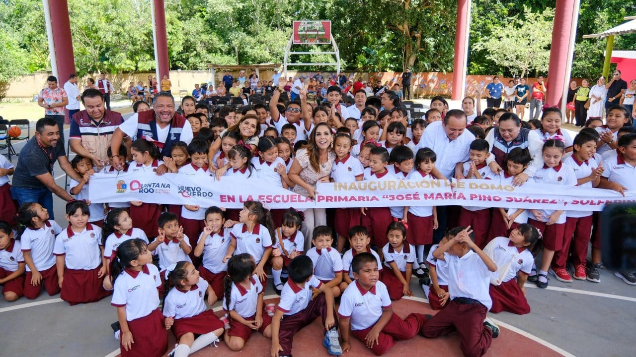 Tras 64 años, primaria de Solferino estrena domo con apoyo del gobierno de Mara Lezama Tras 64 años, primaria de Solferino estrena domo con apoyo del gobierno de Mara Lezama