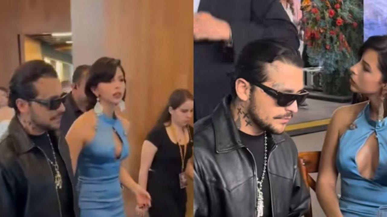 Ángela Aguilar y Nodal reaparecen fuertemente custodiados en evento de los 300 líderes 