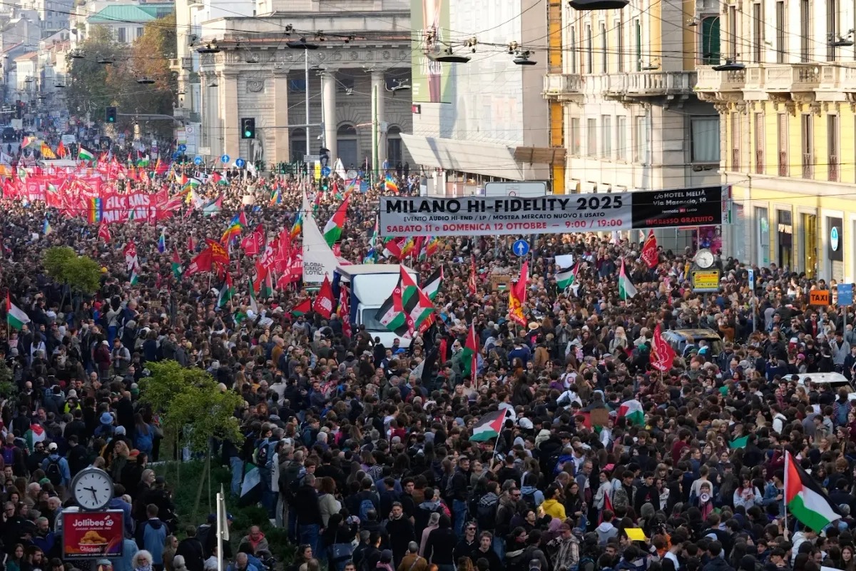 Italia moviliza 2 millones en huelga contra genocidio en Gaza