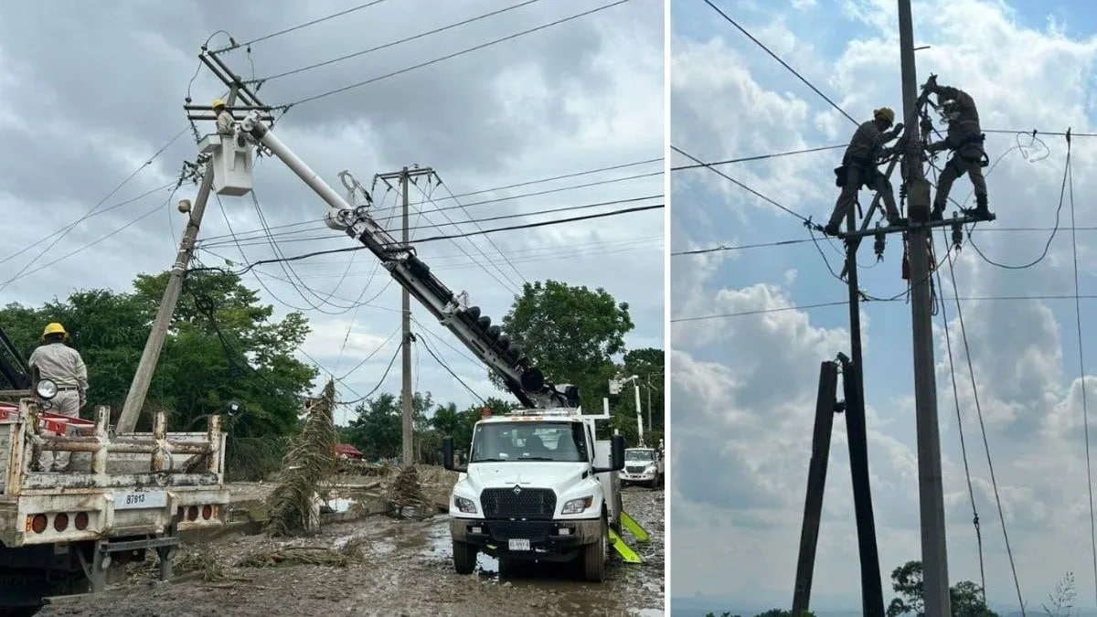 Restablecen 99.82% del servicio eléctrico tras lluvias; Hidalgo con usuarios pendientes