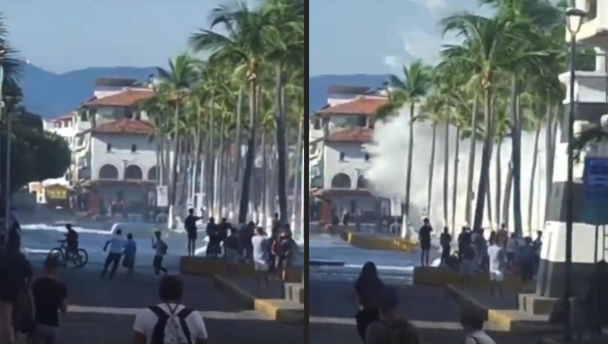 Captan ola gigante en Puerto Vallarta por Huracán Priscilla