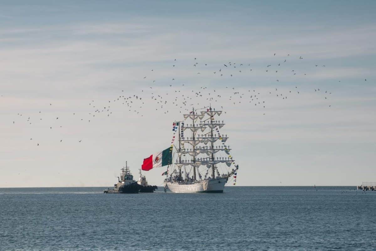 El Buque Escuela Cuauhtémoc arriba al Puerto de Progreso