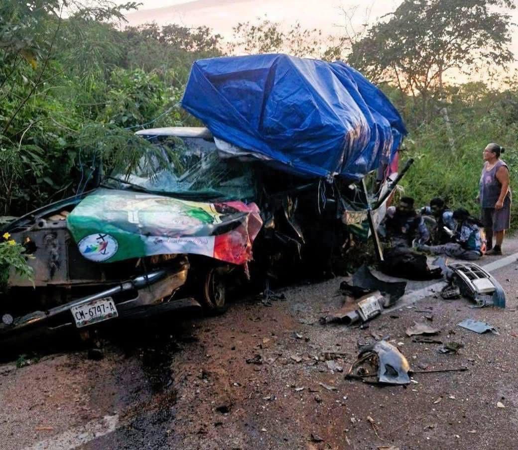 Choque en carretera de Yucatán deja 12 peregrinos lesionados