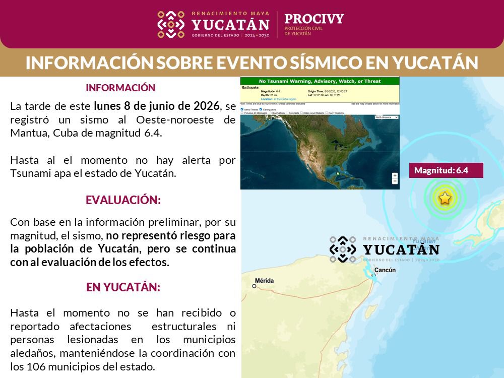 Sismo en Cuba sacude Yucatán