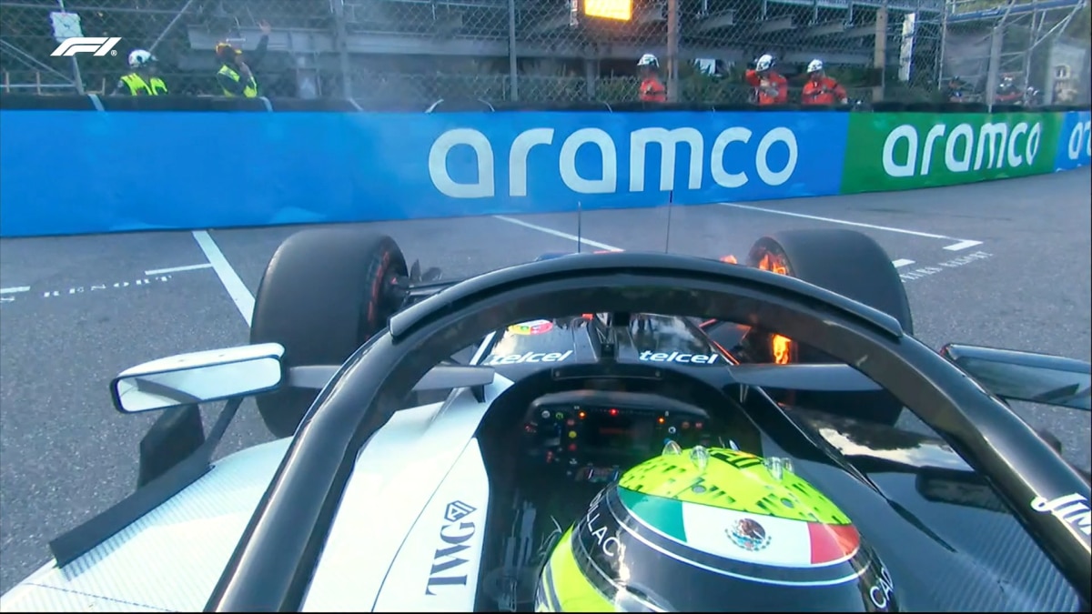 Checo Pérez sufre conato de incendio en su auto