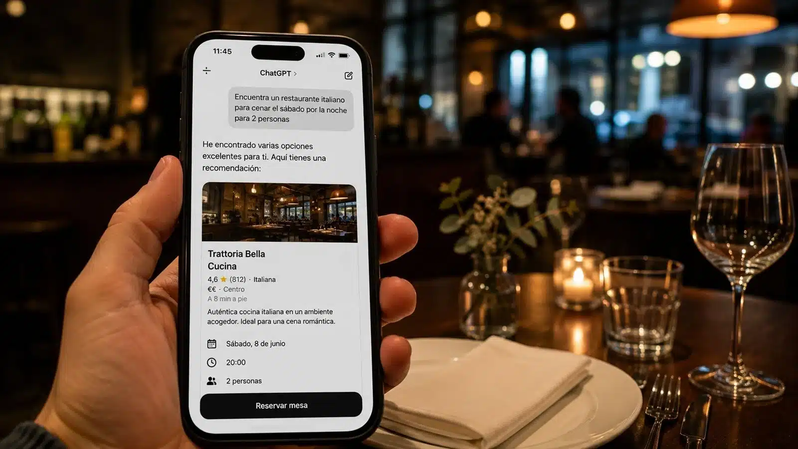 ChatGPT ya puede reservar mesas en restaurantes desde el propio chat